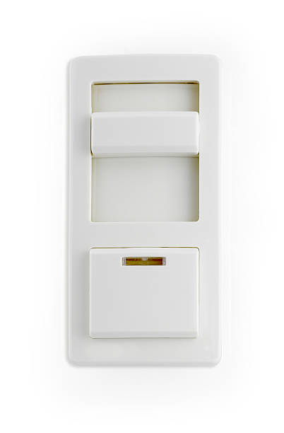light switch isolated on a white background light switch isolated on a white background dimmer switch photos stock pictures, royalty-free photos & images