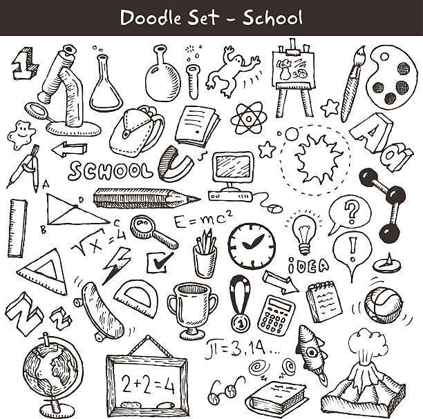 Doodle set - school. Vector illustration. Big set of school icons. Doodle style. Vector illustration. doodle stock illustrations