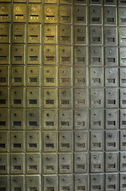 istock row of metal post office boxes with numbers 185542980