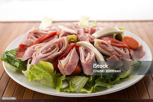 Italian Cold Antipasto Salad On A Plate Stock Photo - Download Image Now - Antipasto, Salad, Ham