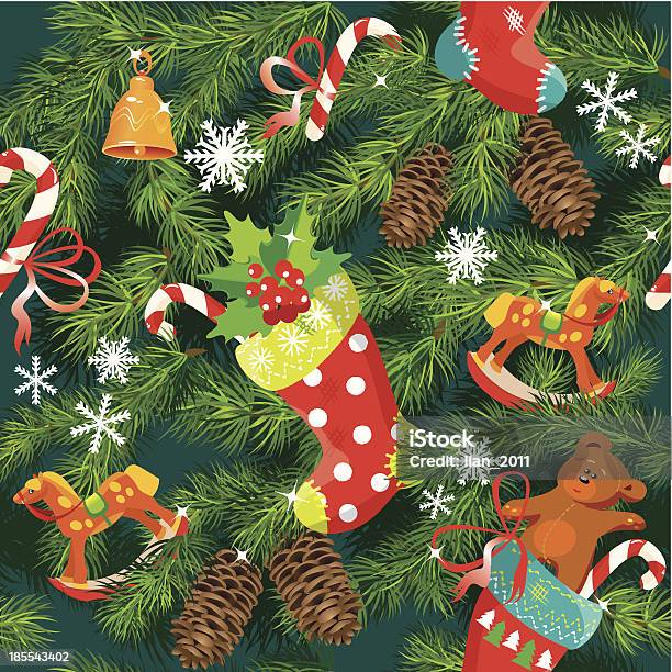 Xmas And New Year Background With Christmas Accessories Stock Illustration - Download Image Now