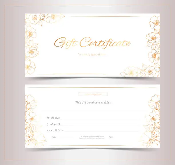 Vector illustration of Elegant gift certificates with flowers