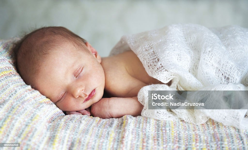 Little newborn baby boy 14 days, sleeps Baby - Human Age Stock Photo