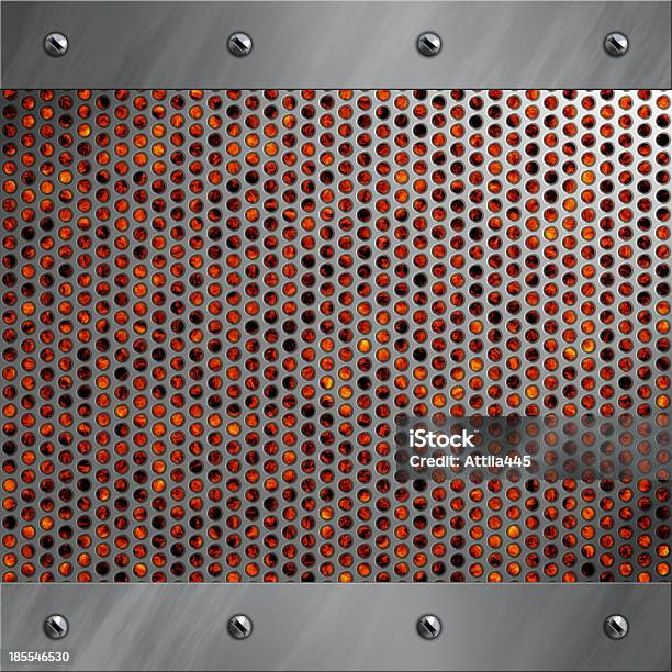 Brushed Aluminum Frame Bolted To A Perforated Metal Stock Photo - Download Image Now