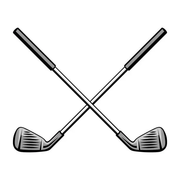 Vector illustration of Golf sticks illustration. Sport club item or symbol.