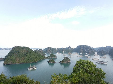 ourist boats in Halong bay, Vietnam