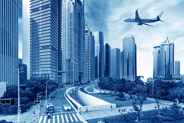 istock Aircraft on the Shanghai sky 185548798