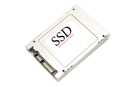 Back of SSD Drive on white background