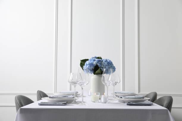 istock Beautiful table setting with floral decor indoors 1855492928