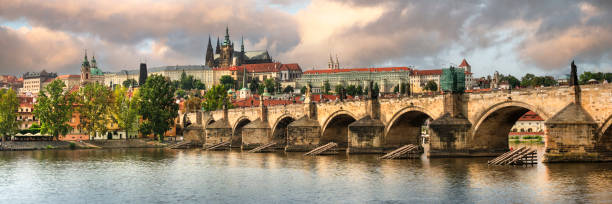 istock Prague - Charles bridge panorama and castle, Czech Republic 1855492936