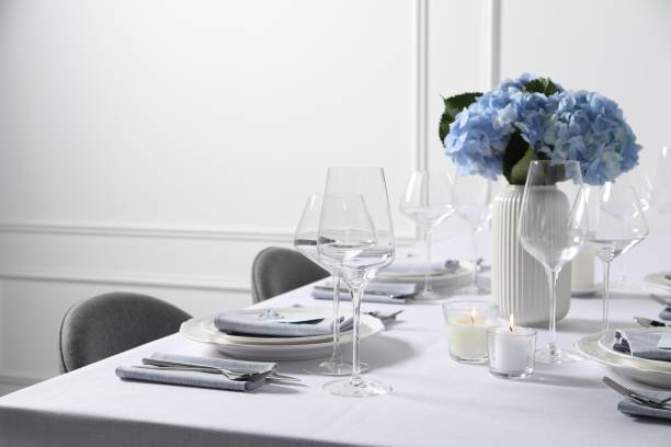istock Beautiful table setting with floral decor indoors 1855493457