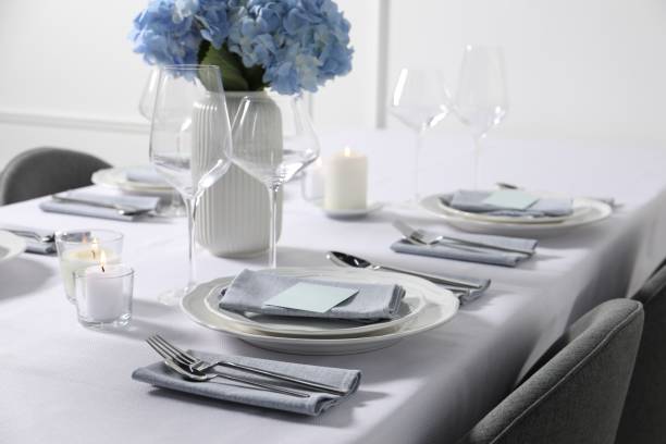 istock Beautiful table setting with floral decor indoors 1855493988