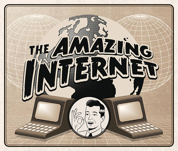 The Amazing Internet An imaginary anachronistic advertisement for the internet. outdated technology stock illustrations