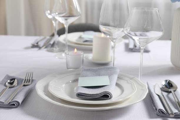 istock Beautiful table setting with floral decor indoors, closeup 1855494524