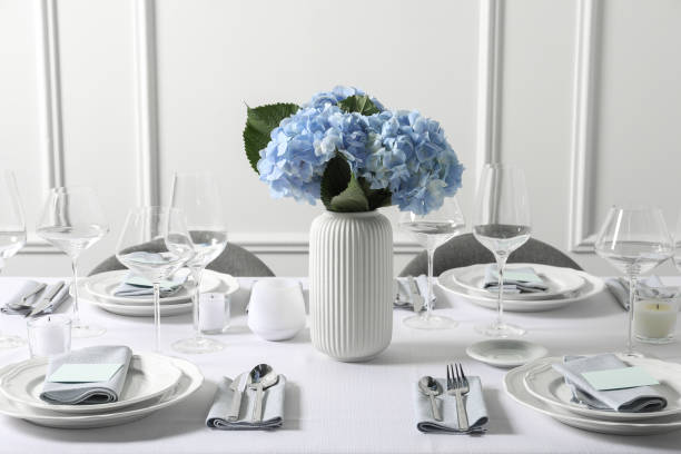 istock Beautiful table setting with floral decor indoors 1855495049