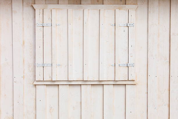 istock white wooden building wall on beach 185549790