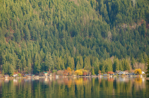 Autumn colours and reflections at Kawkawa Lake in the Fraser Valley, BC