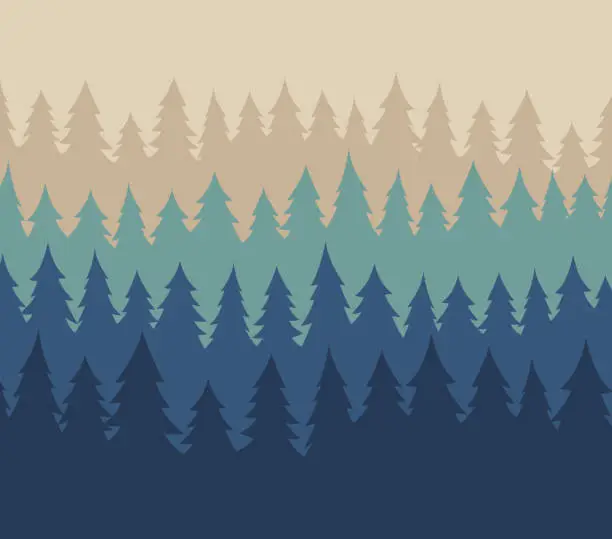 Vector illustration of Forest Evergreen Pine Tree Landscape Background