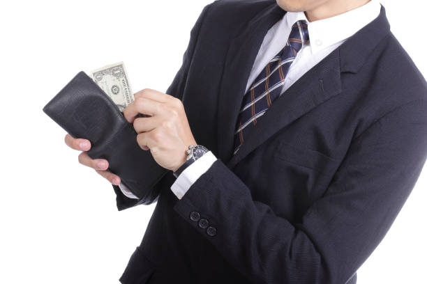 istock Businessman putting dollar money for pay something 185551601