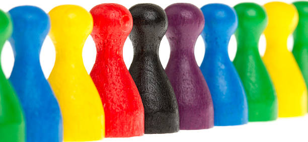 istock Colorful row of pawns 185551649