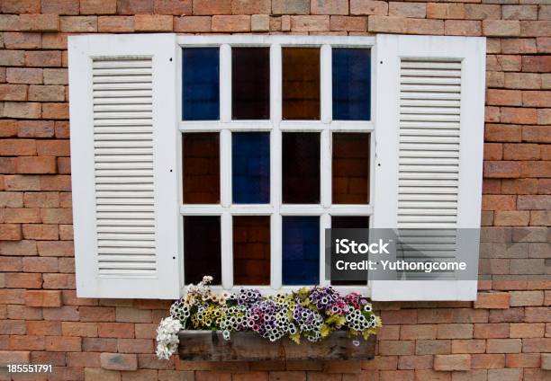 Windows On Brick Wall Stock Photo - Download Image Now - Art, Art And Craft, Brick Wall