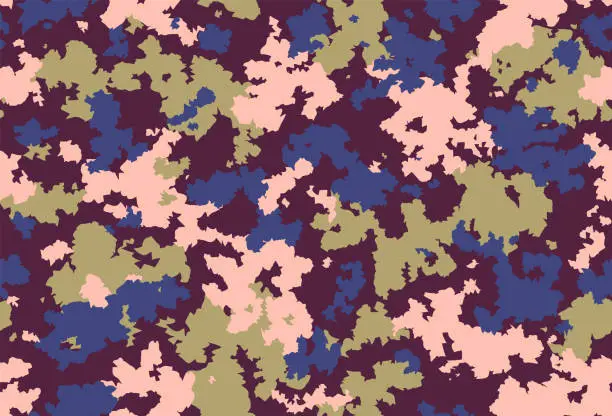 Vector illustration of Seamless colorful camouflage pattern. Camo fishing hunting vector background. Masking color texture wallpaper