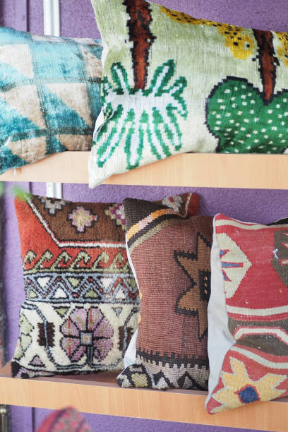 istock Colourful cushions on display for sale in a traditional Turkish Bazaar. 1855549208