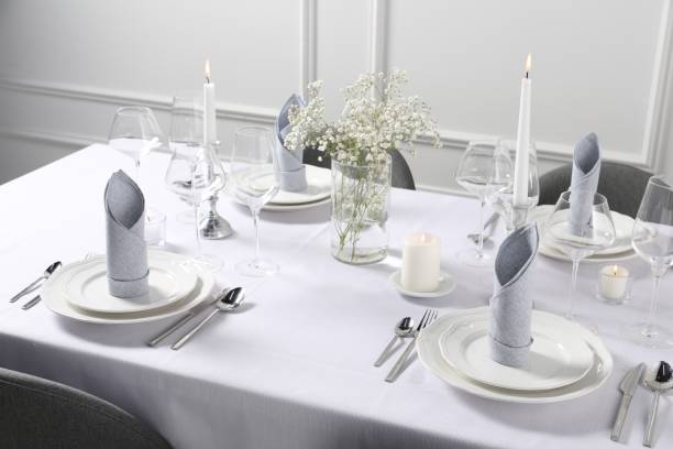 istock Beautiful table setting with floral decor indoors 1855559637