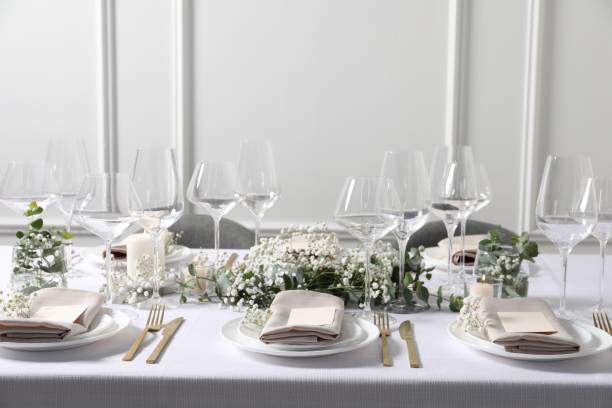 istock Beautiful table setting with floral decor indoors 1855559736