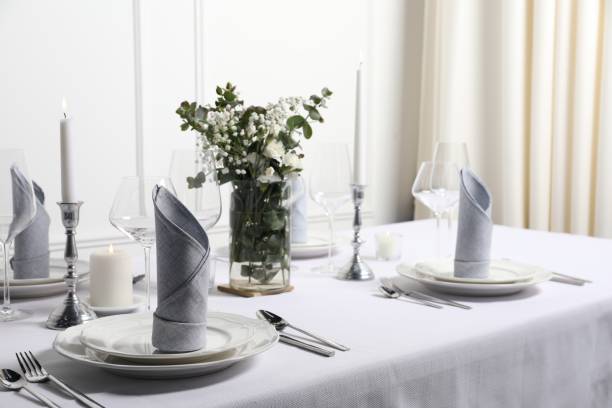 istock Beautiful table setting with floral decor indoors 1855560783