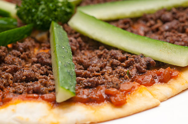 istock Turkish beef pizza with cucumber on top 185556792