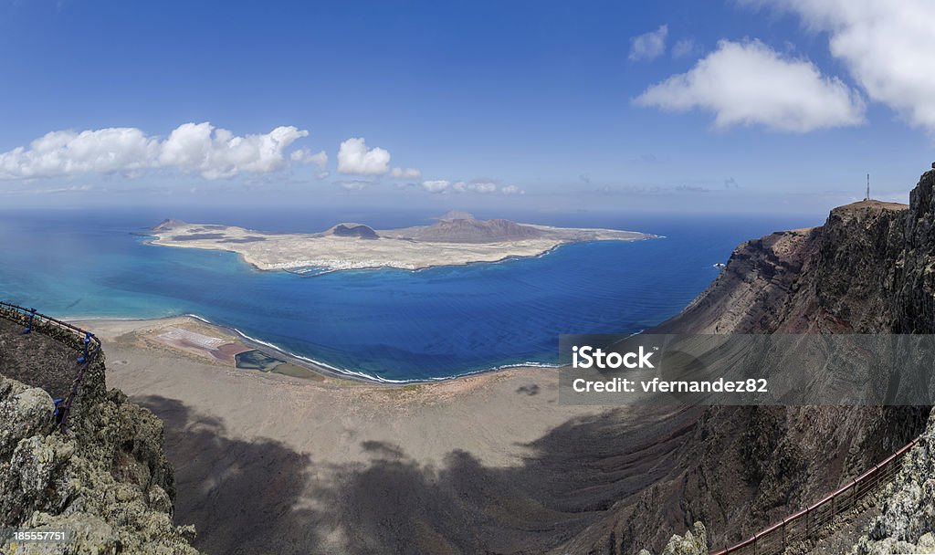 Graciosa Island Graciosa Island's panoramic from Mirador del Rio in Lanzarote, Spain. Archipelago Stock Photo