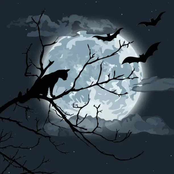 Vector illustration of Halloween night
