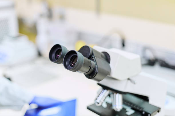 istock Close-up of a microscope in a laboratory 1855598094