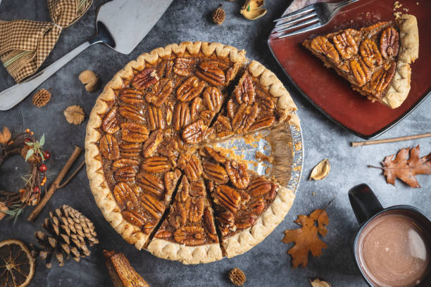 istock Top down of cut pecan pie 1855622948