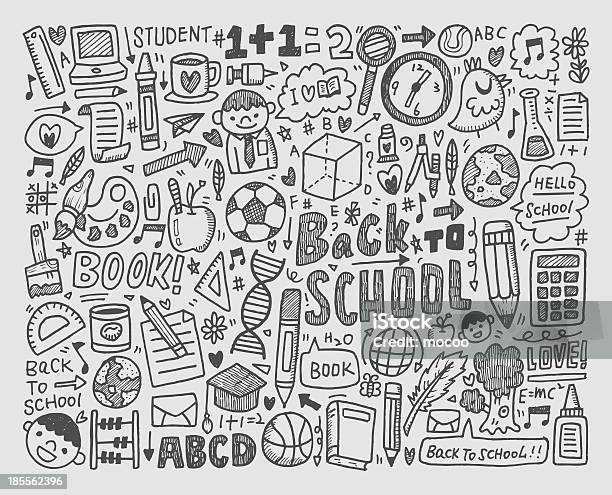 Hand Draw School Elements Doodles Stock Illustration - Download Image Now - Paper, Doodle, Back to School