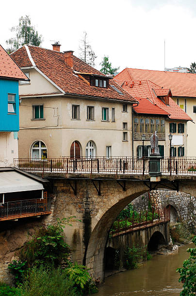 istock Capuchin's Bridge in Skofja Loka 185565749