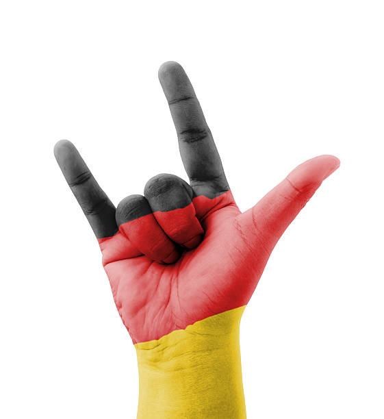 istock Hand making I love you sign, Germany flag painted 185566044