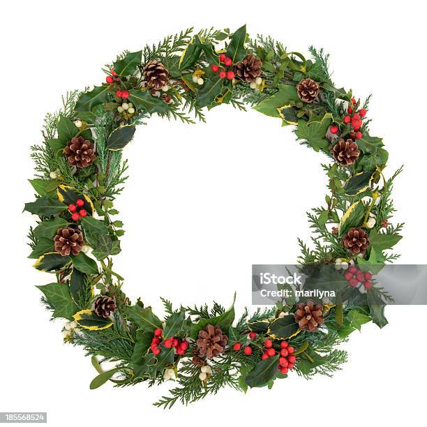 Natural Christmas Wreath Stock Photo - Download Image Now - Christmas, Christmas Decoration, Decoration