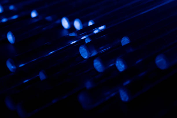 glowing optical fiber in the dark
