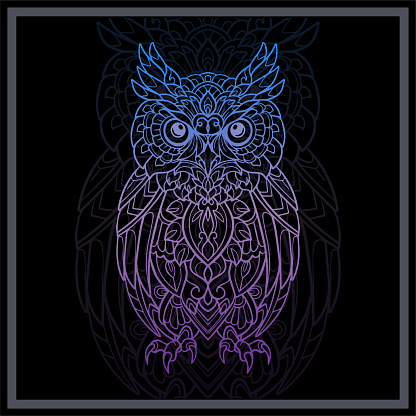 Gradient Colorful Owl bird mandala arts.