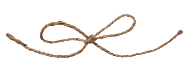 istock Knotted brown jute rope bow, wrapping material 1855705238