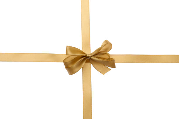 istock Tied bow from brown silk ribbon on isolated background, decor for gift 1855707194