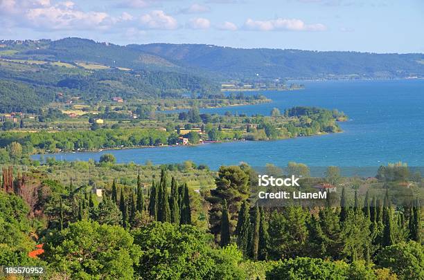 Lake Bolsena Stock Photo - Download Image Now - Bolsena, Bathroom, Cypress Tree