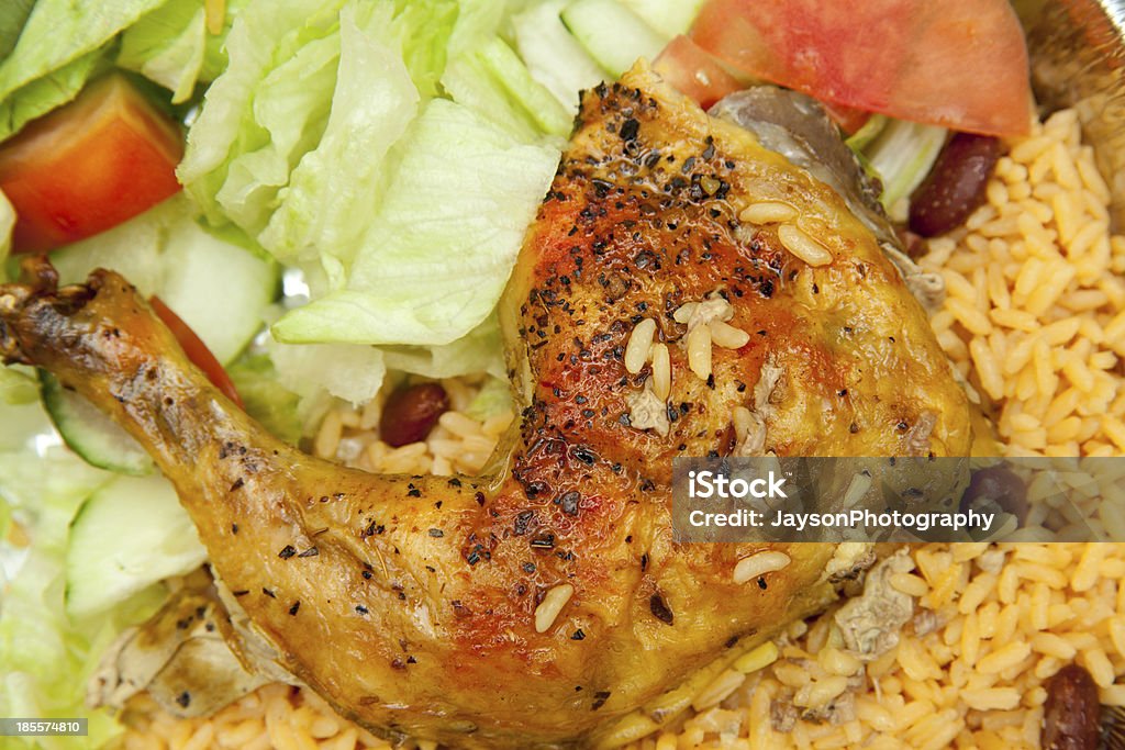 Grilled chicken and salad with rice grilled chicken and salad with rice Brown Rice Stock Photo