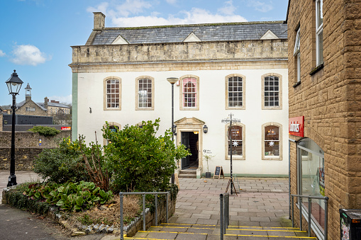 The Iron Gates - historic building with independent shops in King Street, Frome, Somerset, UK on 30 November 2023