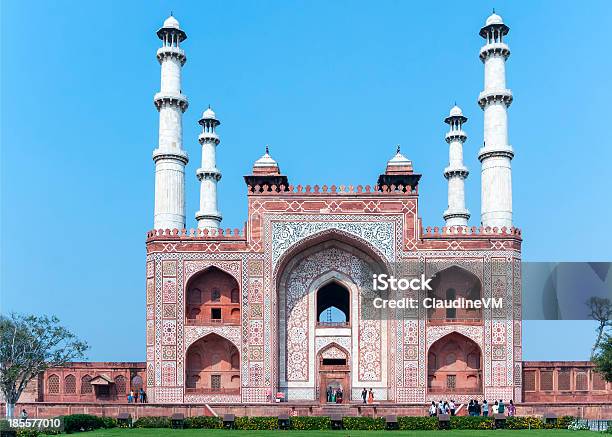 Landscape Picture Of Akbars Tomb And Its Four Minarets Stock Photo - Download Image Now