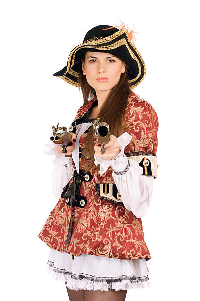 istock perfect woman with guns dressed as pirates 185578005