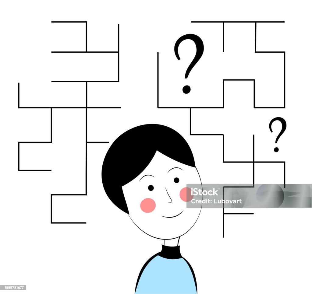 Problem Maze Image A Man Solves The Problem Maze Puzzle Stock Illustration - Download ...