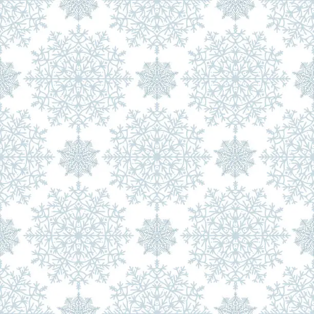 Vector illustration of Wonderful flue snowflakes pattern. Seamless Christmas background. Idea for textile, cards and wrapping papier.
